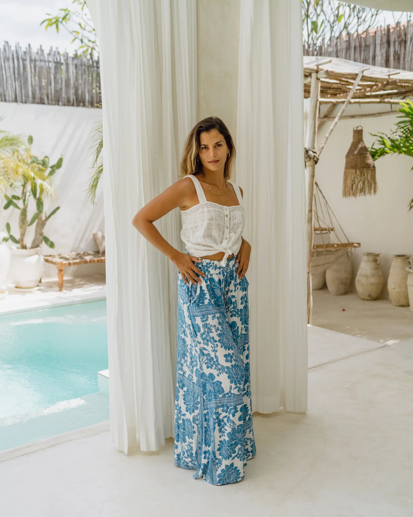 Milano Pants - Blue Palm