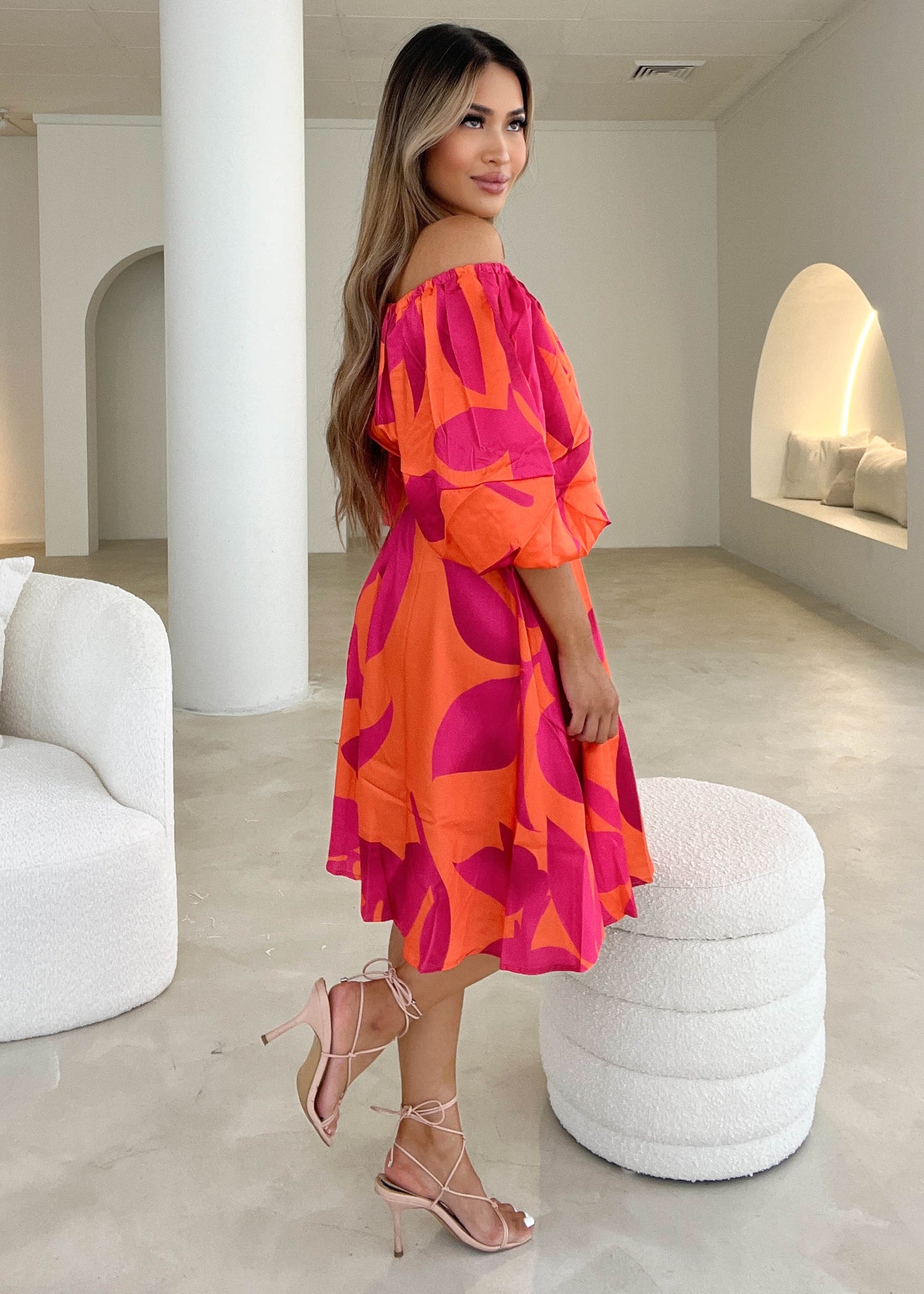 Jagged Dress - Hot Pink