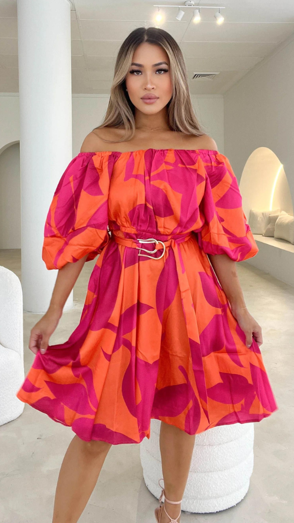 Jagged Dress - Hot Pink