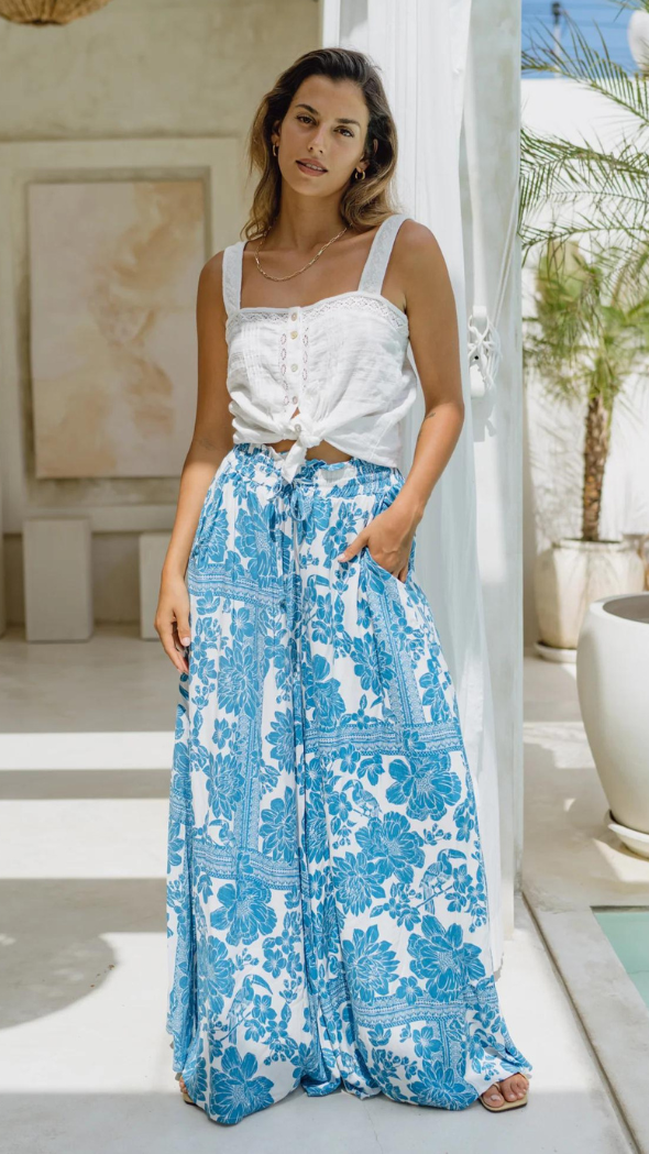Milano Pants - Blue Palm