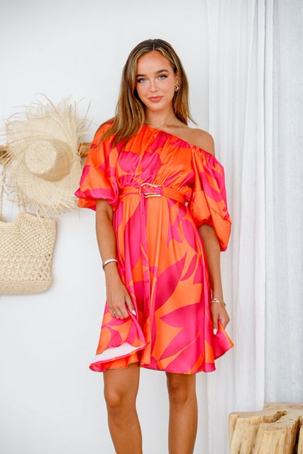 Jagged Dress - Hot Pink