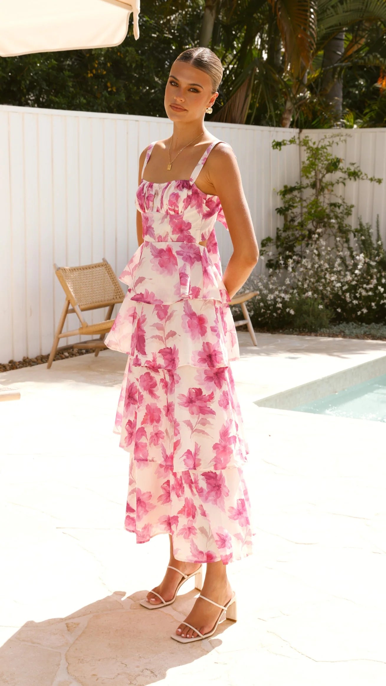 pink floral dress 