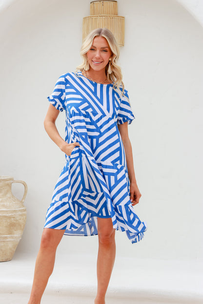 Lochi Dress - Blue Stripe